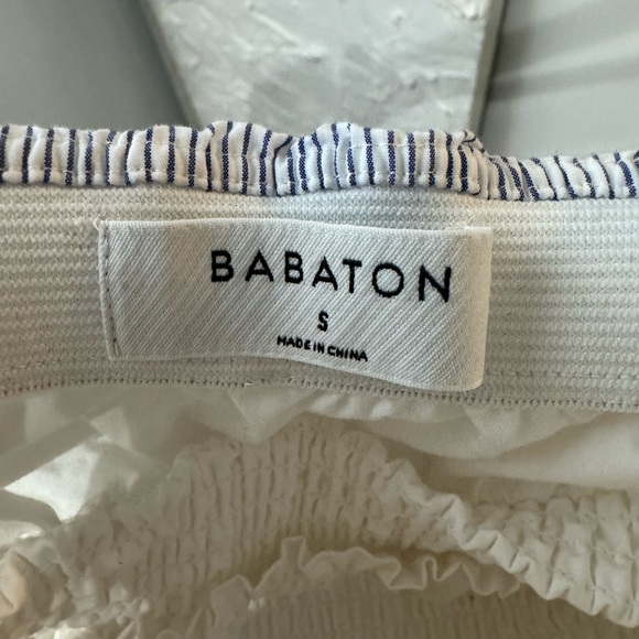 Babaton - Eckard Blue/white striped strapless blouse - Size M - Picture 4 of 4